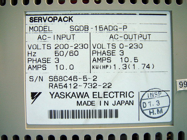 YASKAWA SERVOPACK 3PH SGDB-15ADG-P(YASKAWA PLC SERVO) (2)